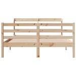 vidaXL Cadru de pat cu tăblie, 135x190 cm, lemn masiv de pin vidaXL Cadru de pat cu tăblie, 135x190 cm, lemn masiv de pin