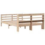 vidaXL Cadru de pat cu tăblie, 135x190 cm, lemn masiv de pin vidaXL Cadru de pat cu tăblie, 135x190 cm, lemn masiv de pin