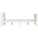 vidaXL Cadru de pat cu tăblie, alb, 135x190 cm, lemn masiv de pin