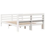 vidaXL Cadru de pat cu tăblie, alb, 135x190 cm, lemn masiv de pin