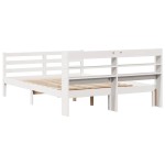 vidaXL Cadru de pat cu tăblie, alb, 150x200 cm lemn masiv pin vidaXL Cadru de pat cu tăblie, alb, 150x200 cm lemn masiv pin