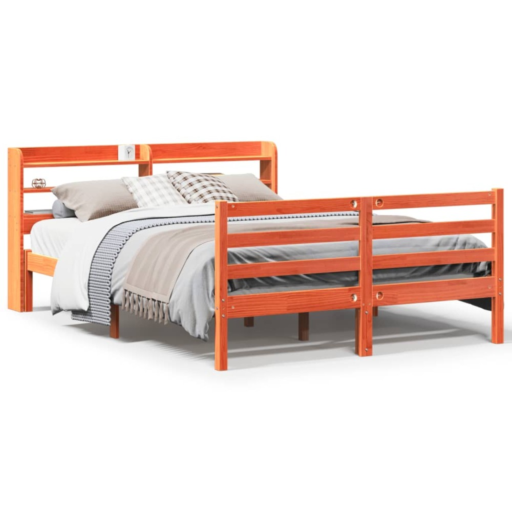 vidaXL Cadru de pat fără saltea, maro ceruit 150x200 cm lemn masiv pin