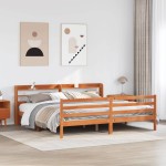 vidaXL Cadru de pat fără saltea, maro ceruit 200x200 cm lemn masiv pin vidaXL Cadru de pat fără saltea, maro ceruit 200x200 cm lemn masiv pin