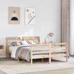 vidaXL Cadru de pat cu tăblie, 135x190 cm, lemn masiv de pin vidaXL Cadru de pat cu tăblie, 135x190 cm, lemn masiv de pin