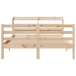 vidaXL Cadru de pat cu tăblie, 135x190 cm, lemn masiv de pin vidaXL Cadru de pat cu tăblie, 135x190 cm, lemn masiv de pin