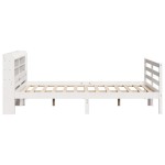 vidaXL Cadru de pat cu tăblie, alb, 135x190 cm, lemn masiv de pin vidaXL Cadru de pat cu tăblie, alb, 135x190 cm, lemn masiv de pin