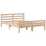 vidaXL Cadru de pat cu tăblie, 140x190 cm, lemn masiv pin