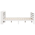 vidaXL Cadru de pat cu tăblie, alb, 150x200 cm lemn masiv pin