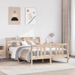 vidaXL Cadru de pat cu tăblie, 135x190 cm, lemn masiv de pin vidaXL Cadru de pat cu tăblie, 135x190 cm, lemn masiv de pin
