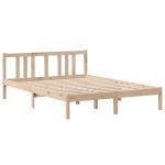 vidaXL Cadru de pat cu tăblie, 135x190 cm, lemn masiv de pin vidaXL Cadru de pat cu tăblie, 135x190 cm, lemn masiv de pin