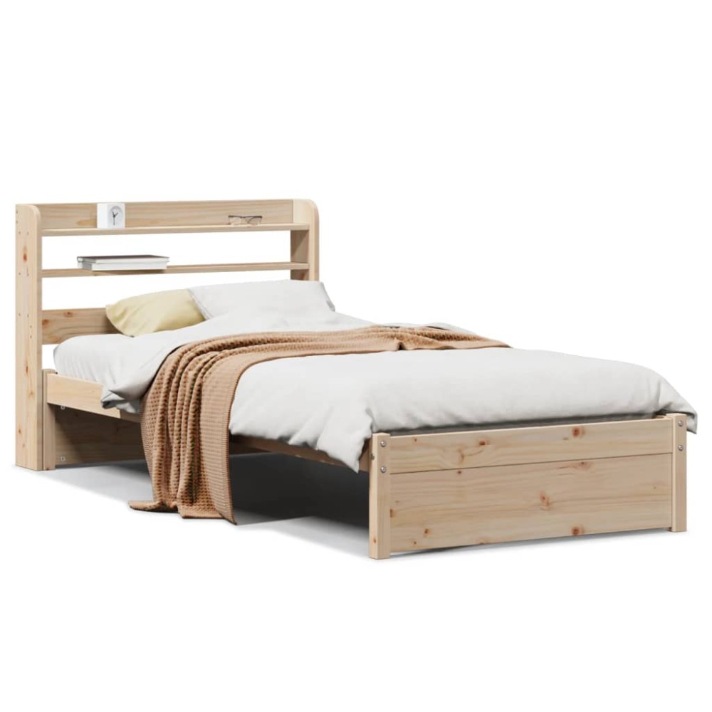 vidaXL Cadru de pat cu tăblie, 75x190 cm, lemn masiv de pin