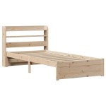 vidaXL Cadru de pat cu tăblie, 75x190 cm, lemn masiv de pin vidaXL Cadru de pat cu tăblie, 75x190 cm, lemn masiv de pin