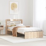 vidaXL Cadru de pat cu tăblie, 90x190 cm, lemn masiv pin vidaXL Cadru de pat cu tăblie, 90x190 cm, lemn masiv pin