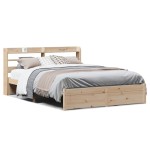 vidaXL Cadru de pat cu tăblie, 135x190 cm, lemn masiv de pin