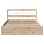 vidaXL Cadru de pat cu tăblie, 135x190 cm, lemn masiv de pin