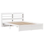 vidaXL Cadru de pat cu tăblie, alb, 150x200 cm lemn masiv pin