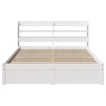 vidaXL Cadru de pat cu tăblie, alb, 150x200 cm lemn masiv pin