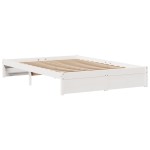 vidaXL Cadru de pat cu tăblie, alb, 150x200 cm lemn masiv pin