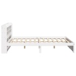 vidaXL Cadru de pat cu tăblie, alb, 150x200 cm lemn masiv pin