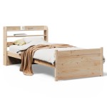 vidaXL Cadru de pat cu tăblie, 75x190 cm, lemn masiv de pin vidaXL Cadru de pat cu tăblie, 75x190 cm, lemn masiv de pin