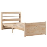 vidaXL Cadru de pat cu tăblie, 75x190 cm, lemn masiv de pin vidaXL Cadru de pat cu tăblie, 75x190 cm, lemn masiv de pin
