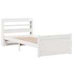 vidaXL Cadru de pat cu tăblie, alb, 75x190 cm, lemn masiv de pin