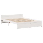 vidaXL Cadru de pat cu tăblie, alb, 135x190 cm, lemn masiv de pin vidaXL Cadru de pat cu tăblie, alb, 135x190 cm, lemn masiv de pin