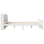 vidaXL Cadru de pat cu tăblie, alb, 135x190 cm, lemn masiv de pin vidaXL Cadru de pat cu tăblie, alb, 135x190 cm, lemn masiv de pin