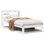 vidaXL Cadru de pat cu tăblie, alb, 75x190 cm, lemn masiv de pin vidaXL Cadru de pat cu tăblie, alb, 75x190 cm, lemn masiv de pin