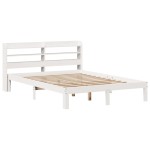 vidaXL Cadru de pat cu tăblie, alb, 135x190 cm, lemn masiv de pin vidaXL Cadru de pat cu tăblie, alb, 135x190 cm, lemn masiv de pin