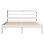 vidaXL Cadru de pat cu tăblie, alb, 135x190 cm, lemn masiv de pin vidaXL Cadru de pat cu tăblie, alb, 135x190 cm, lemn masiv de pin