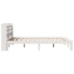 vidaXL Cadru de pat cu tăblie, alb, 135x190 cm, lemn masiv de pin vidaXL Cadru de pat cu tăblie, alb, 135x190 cm, lemn masiv de pin