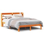 vidaXL Cadru de pat fără saltea, maro ceruit 140x200 cm lemn masiv pin vidaXL Cadru de pat fără saltea, maro ceruit 140x200 cm lemn masiv pin