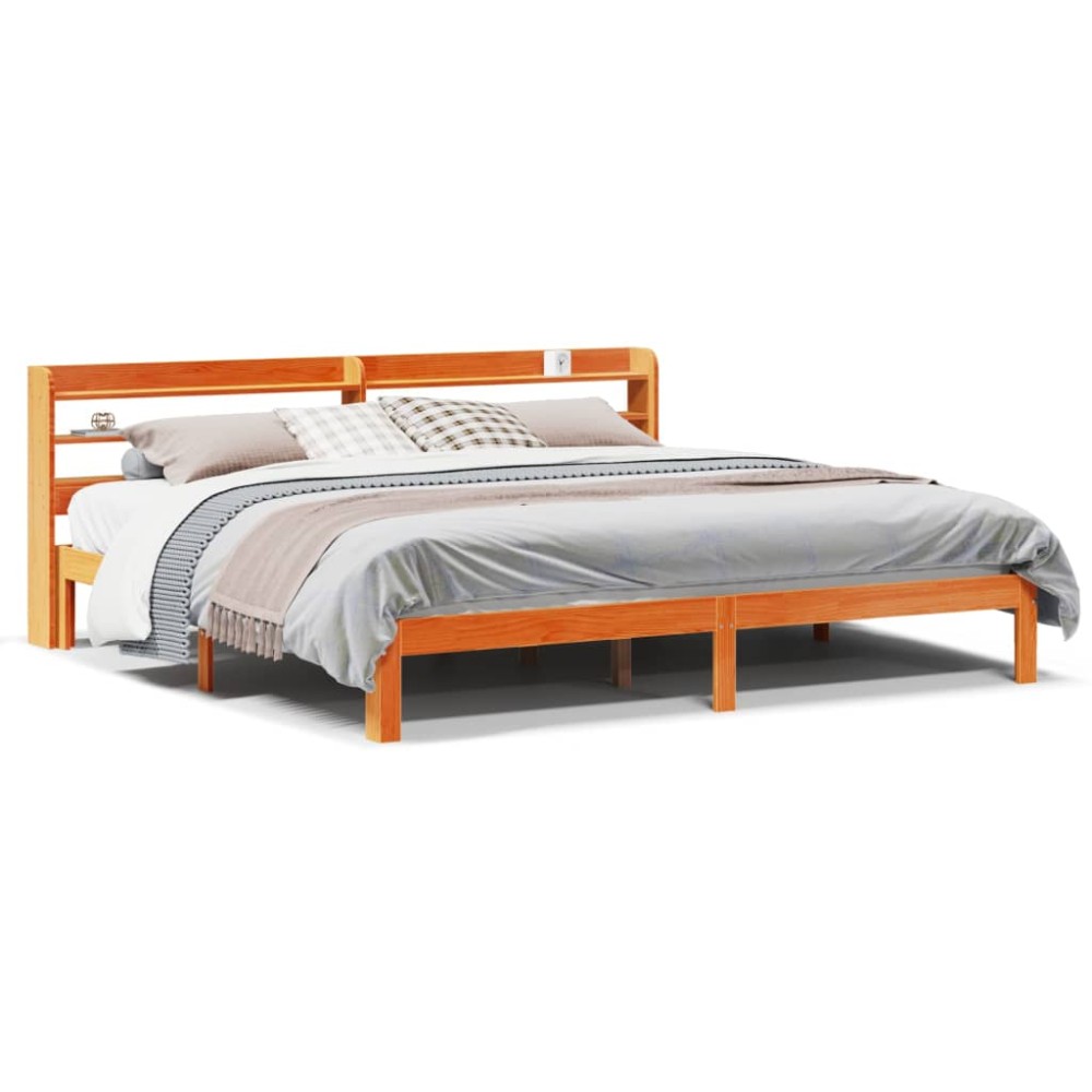 vidaXL Cadru de pat fără saltea, maro ceruit 180x200 cm lemn masiv pin