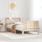 vidaXL Cadru de pat cu tăblie, 75x190 cm, lemn masiv de pin vidaXL Cadru de pat cu tăblie, 75x190 cm, lemn masiv de pin