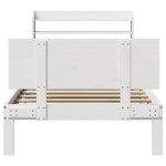 vidaXL Cadru de pat cu tăblie, alb, 75x190 cm, lemn masiv de pin