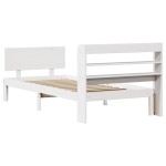 vidaXL Cadru de pat cu tăblie, alb, 75x190 cm, lemn masiv de pin