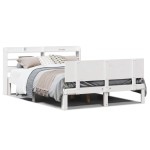 vidaXL Cadru de pat cu tăblie, alb, 120x190 cm, lemn masiv pin vidaXL Cadru de pat cu tăblie, alb, 120x190 cm, lemn masiv pin