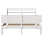vidaXL Cadru de pat cu tăblie, alb, 135x190 cm, lemn masiv de pin vidaXL Cadru de pat cu tăblie, alb, 135x190 cm, lemn masiv de pin