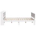vidaXL Cadru de pat cu tăblie, alb, 135x190 cm, lemn masiv de pin vidaXL Cadru de pat cu tăblie, alb, 135x190 cm, lemn masiv de pin