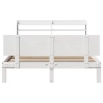 vidaXL Cadru de pat cu tăblie, alb, 150x200 cm lemn masiv pin vidaXL Cadru de pat cu tăblie, alb, 150x200 cm lemn masiv pin