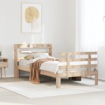vidaXL Cadru de pat cu tăblie, 75x190 cm, lemn masiv de pin vidaXL Cadru de pat cu tăblie, 75x190 cm, lemn masiv de pin
