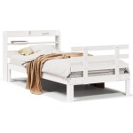vidaXL Cadru de pat cu tăblie, alb, 75x190 cm, lemn masiv de pin vidaXL Cadru de pat cu tăblie, alb, 75x190 cm, lemn masiv de pin