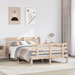 vidaXL Cadru de pat cu tăblie, 120x190 cm, lemn masiv pin vidaXL Cadru de pat cu tăblie, 120x190 cm, lemn masiv pin
