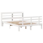 vidaXL Cadru de pat cu tăblie, alb, 120x190 cm, lemn masiv pin vidaXL Cadru de pat cu tăblie, alb, 120x190 cm, lemn masiv pin