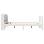 vidaXL Cadru de pat cu tăblie, alb, 120x190 cm, lemn masiv pin vidaXL Cadru de pat cu tăblie, alb, 120x190 cm, lemn masiv pin