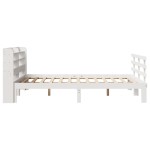 vidaXL Cadru de pat cu tăblie, alb, 135x190 cm, lemn masiv de pin vidaXL Cadru de pat cu tăblie, alb, 135x190 cm, lemn masiv de pin