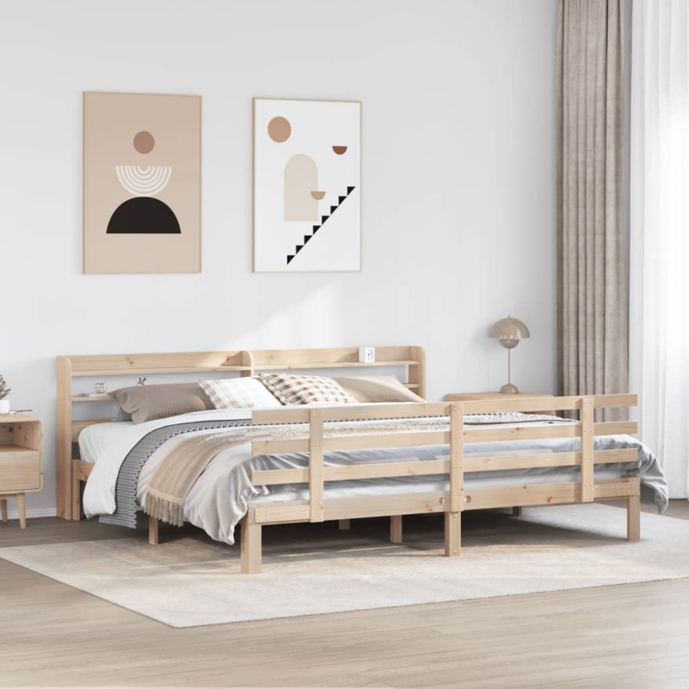 vidaXL Cadru de pat cu tăblie, 180x200 cm, lemn masiv de pin