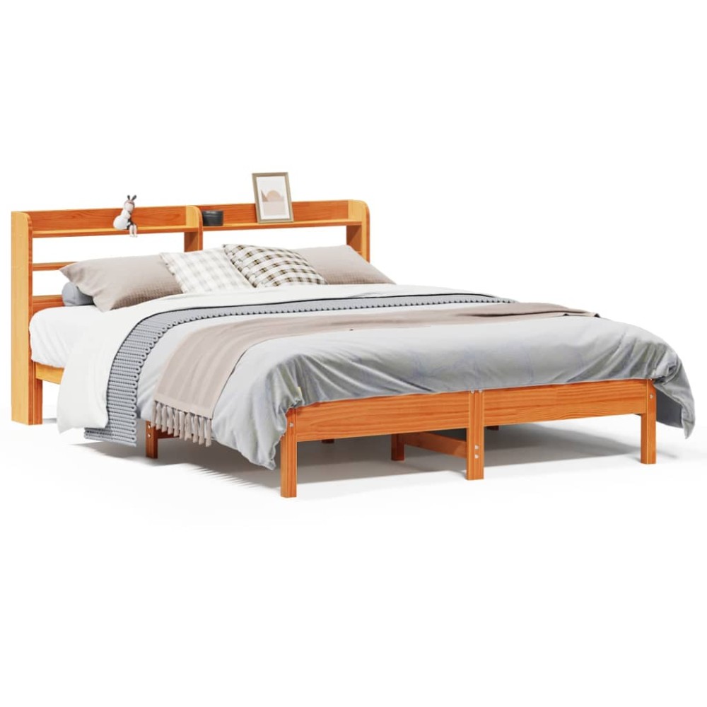 vidaXL Cadru de pat fără saltea, maro ceruit 150x200 cm lemn masiv pin