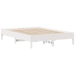 vidaXL Cadru de pat fără saltea, alb, 140x200 cm, lemn masiv pin